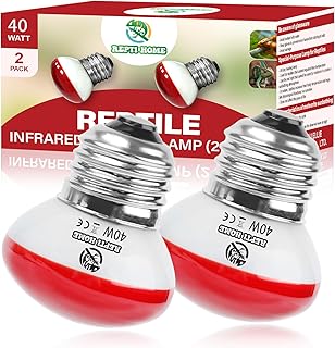 Infrarotlampe Reptilien Wärmelampe, Rotlicht Basking Spot Lampe 40W 2 Stück, E27 Terrarium Heiz…