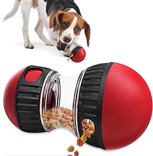 Hundespielzeug Intelligenz – Slow Feeder Futterball Rot, Interaktiver Snackball mit Mentale Stimu…