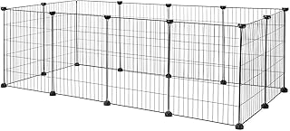 lionto Freigehege für Kaninchen aus robustem Metall, 144x74x46 cm, erweiterbares Gehege für Kle…