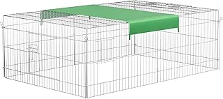 Wiltec Freilaufgehege für Kleintiere, 183 x 122 x 60 cm, stabiles und sicheres Laufstallgitter m…