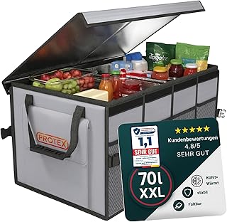 PROTEX Kofferraum Organizer [Testsieger 2025] 70 L Kühltasche – Faltbare Kofferraumtasche mit De…
