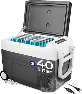 KLAMER Kühlbox XXL, Mini-Kühlschrank 40 L mit Kompressor, 2 Anschlüsse: 230V & 12V für Zigare…