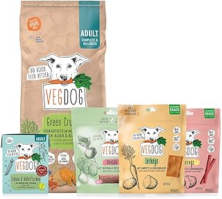 VEGDOG Green Power Probierbundle mit hypoallergenem Alleinfutter und Snacks, Einsteiger Paket