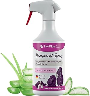 Haarpracht Spray für Pferde & Hunde, 500 ml Sprühflasche, Fell-, Schweif-, & Mähnenspray, Pfle…