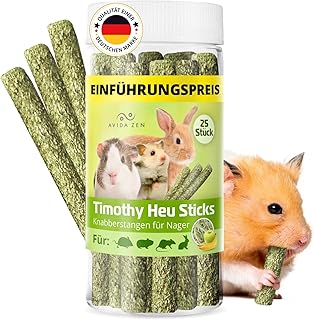 Timothy Heu Sticks, 25 Knabberstangen Kaninchen, Leckerlis für Nager wie Kaninchen Meerschweinch…